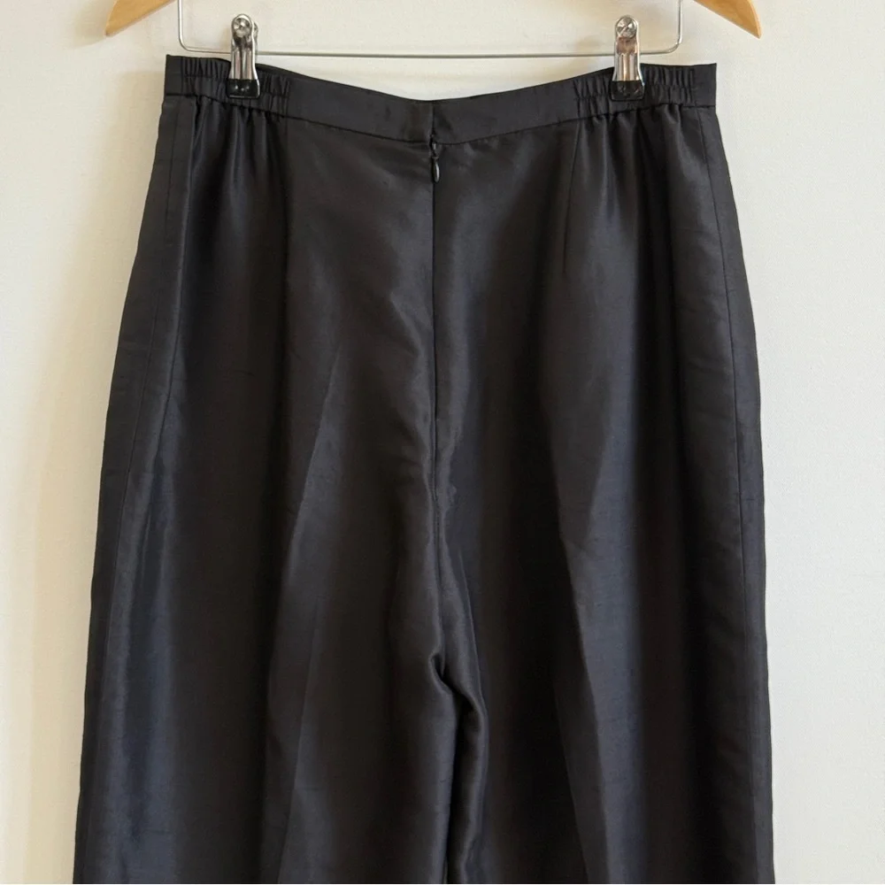 Vintage Silk Trousers High Waist Black 12